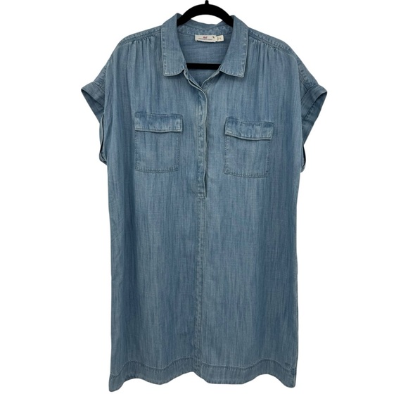 Vineyard Vines Margo Chambray Shirt Dress Blue Mirage XL - Picture 2 of 8